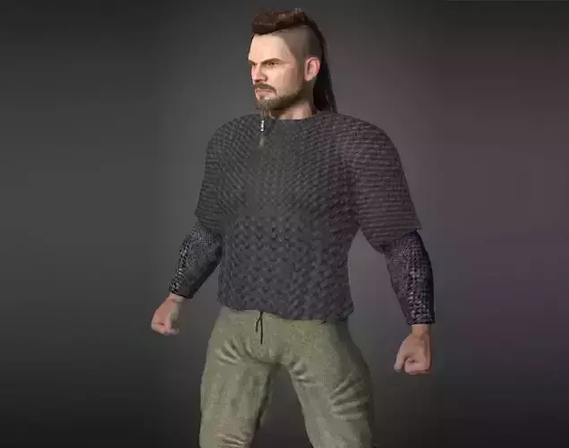 Viking man in sweater and pants Low-poly 3D model