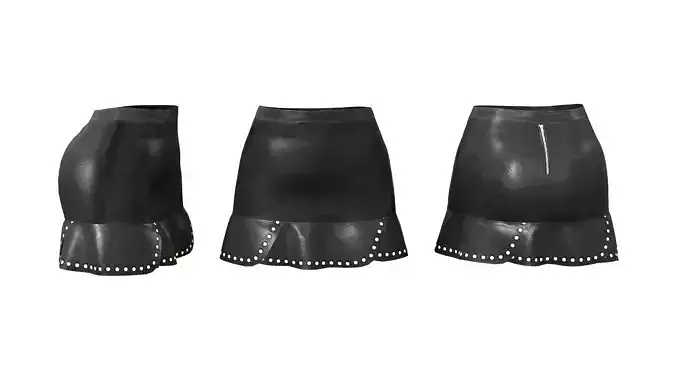 Flapped Skirt With Rivet Ruffles Low-poly 3D model