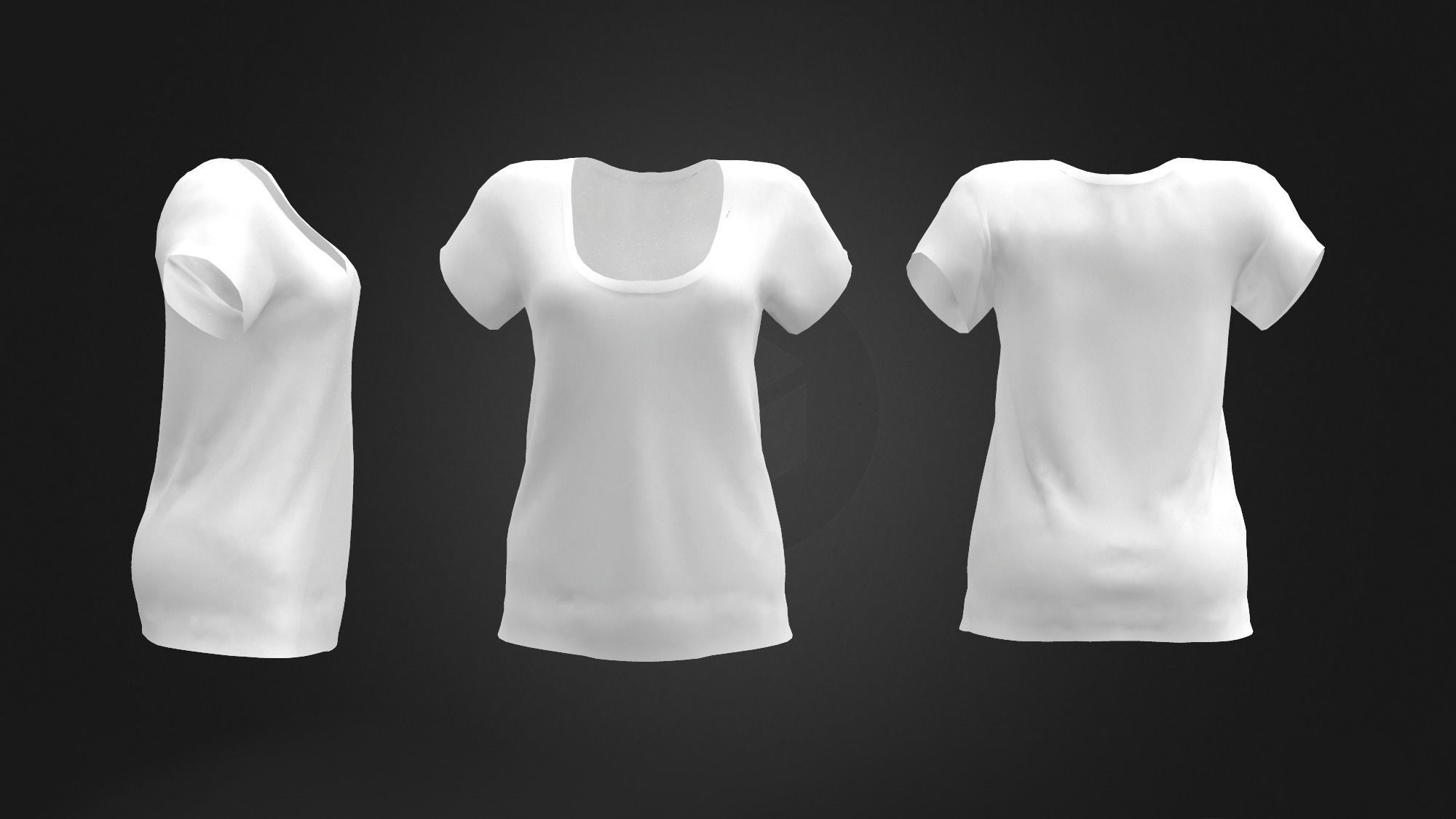 Ladies Flowy Tee Low-poly 3D model_3