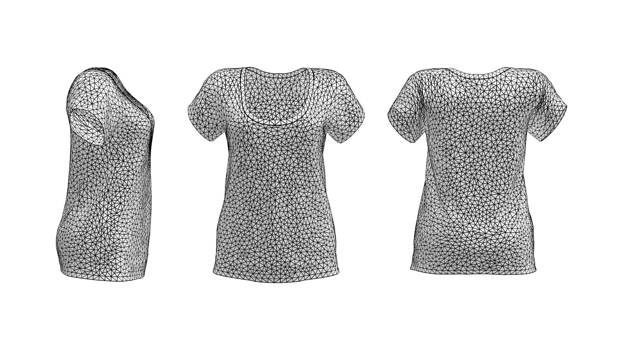 Ladies Flowy Tee Low-poly 3D model_2