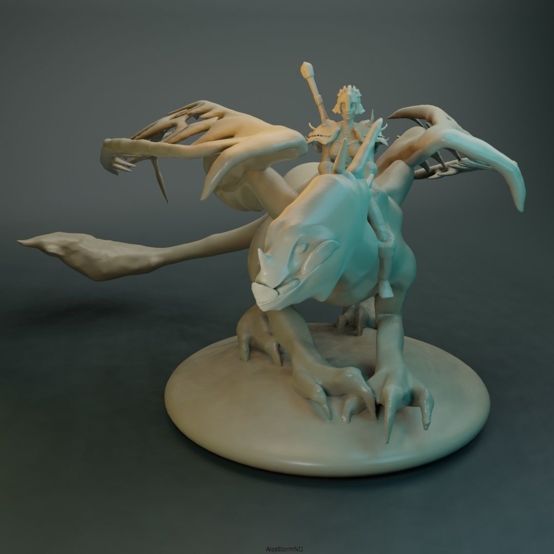 Paladin and dragon 3D print model