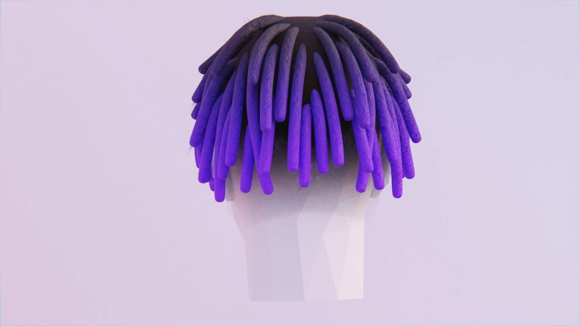 Short Black and Purple Dreads - Customizable Color Low-poly 3D model_2