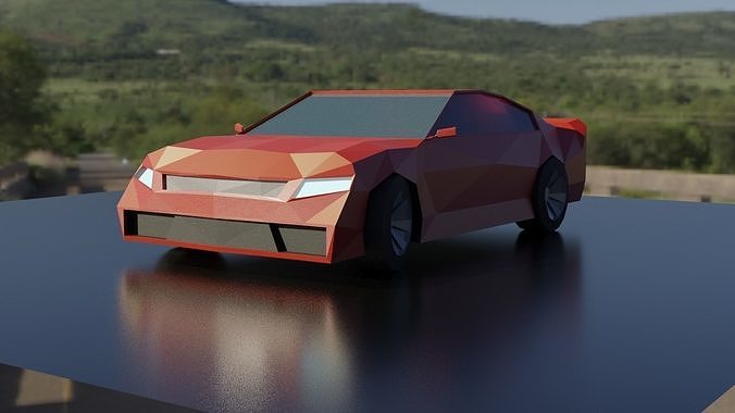 Low poly car origami Low-poly 3D model