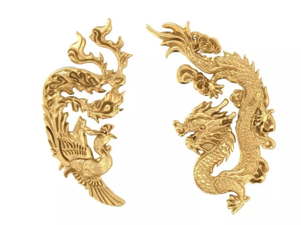 DRAGON AND PHONEIX for jewelry 830 3D print model_0