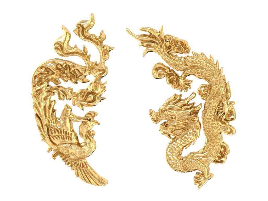 DRAGON AND PHONEIX for jewelry 830 3D print model_3