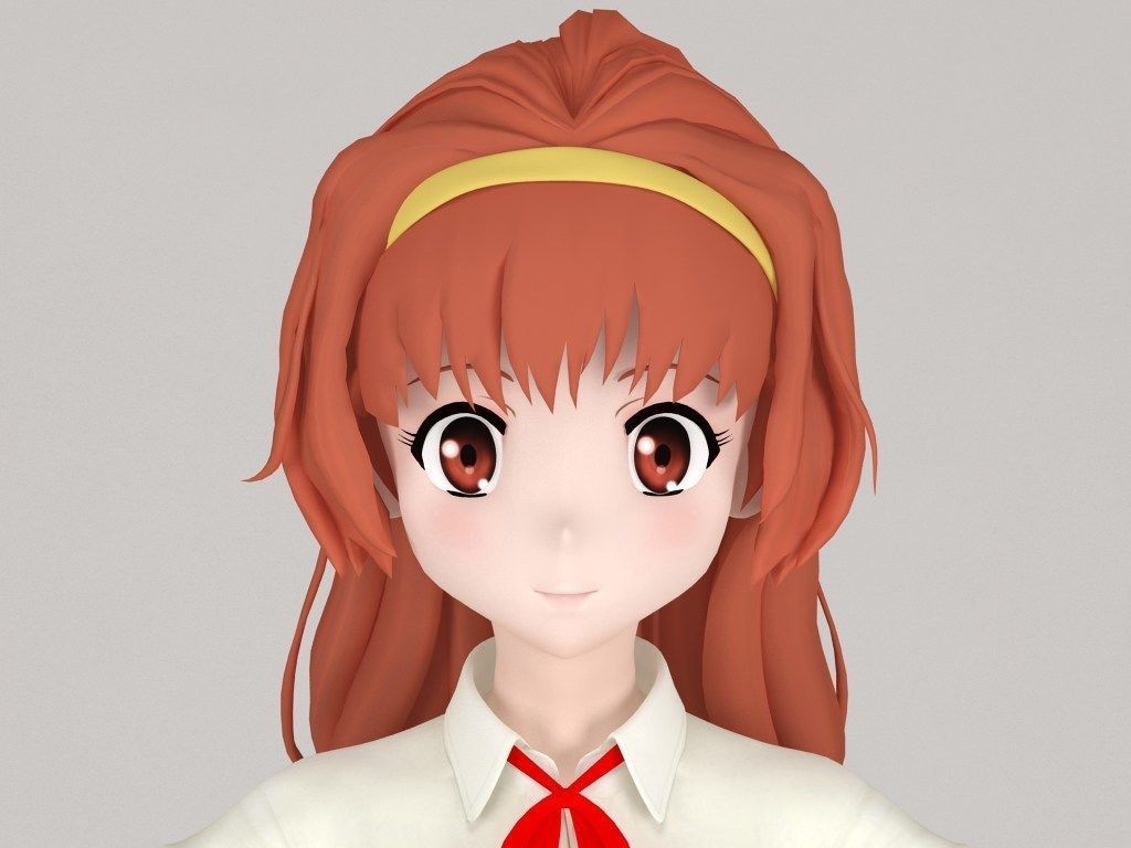 T pose nonrigged model of Arisa Takanomiya anime girl 3D model_2