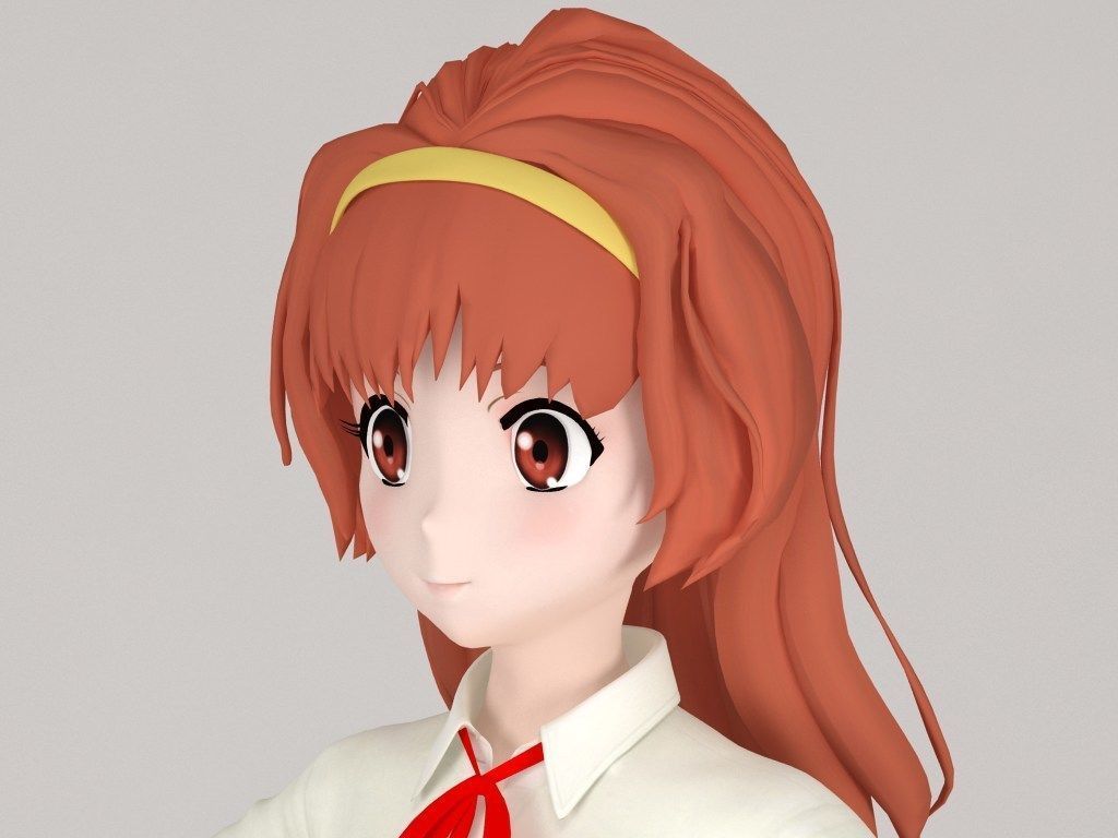 T pose nonrigged model of Arisa Takanomiya anime girl 3D model_1