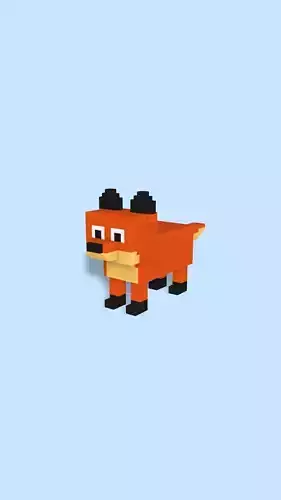 Voxel fox Low-poly 3D model
