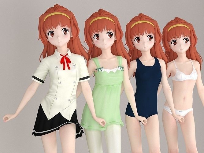 Arisa Takanomiya anime girl pose 01 3D model