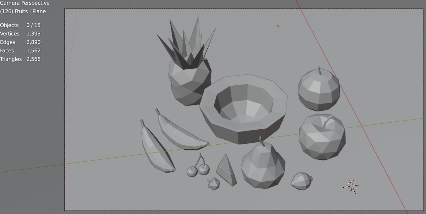 Low poly fruits fruit on checkered table 3D model_5