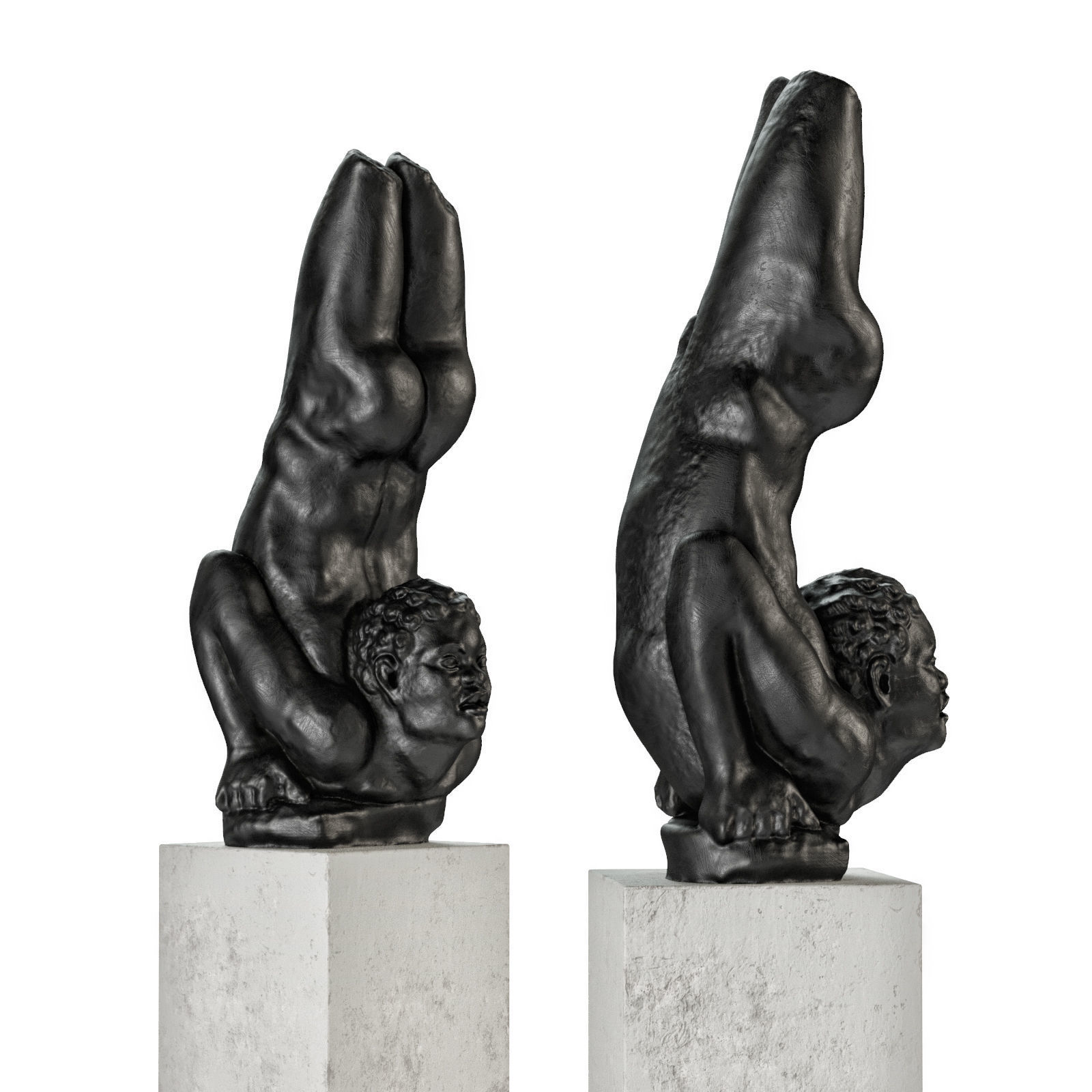 African acrobat statue Low-poly 3D model_2