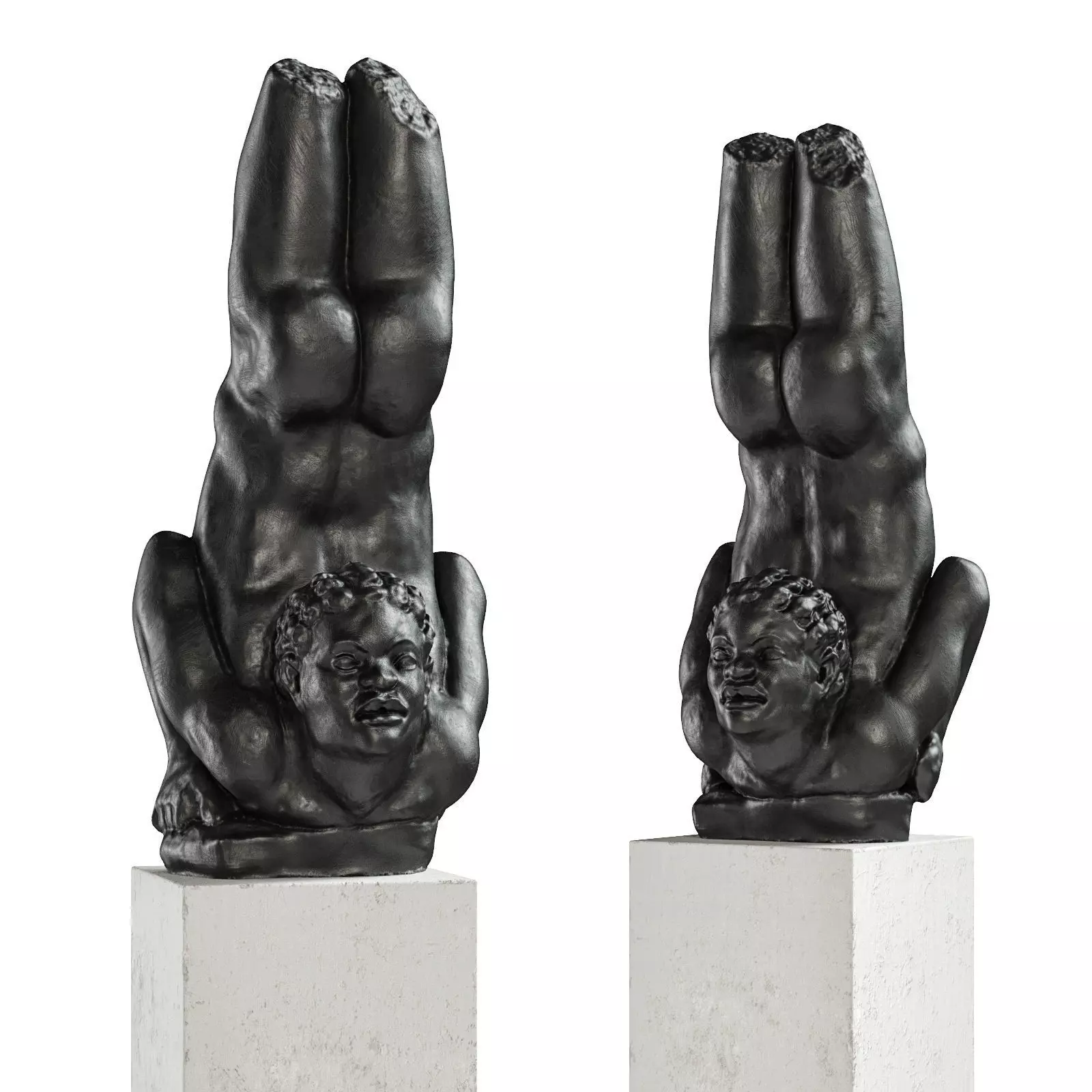 African acrobat statue Low-poly 3D model_0