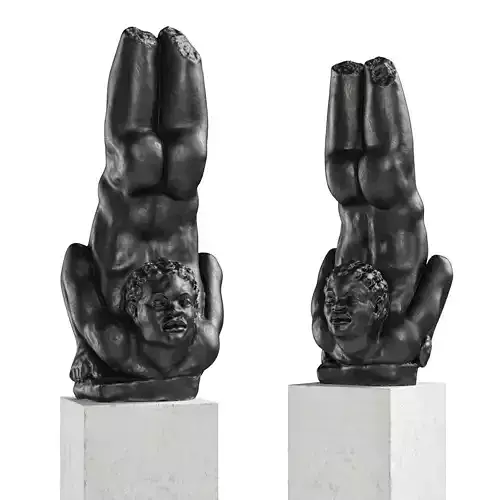 African acrobat statue Low-poly 3D model