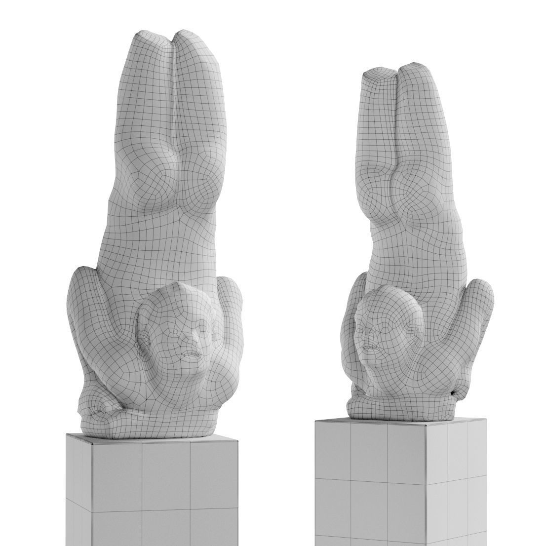 African acrobat statue Low-poly 3D model_4