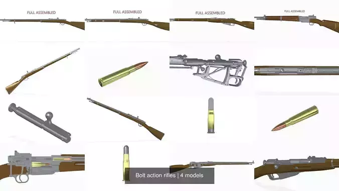 Bolt action rifles 3D Model Collection