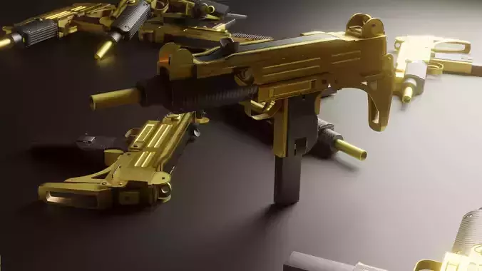 Submachine Gun UZI SMG Golden