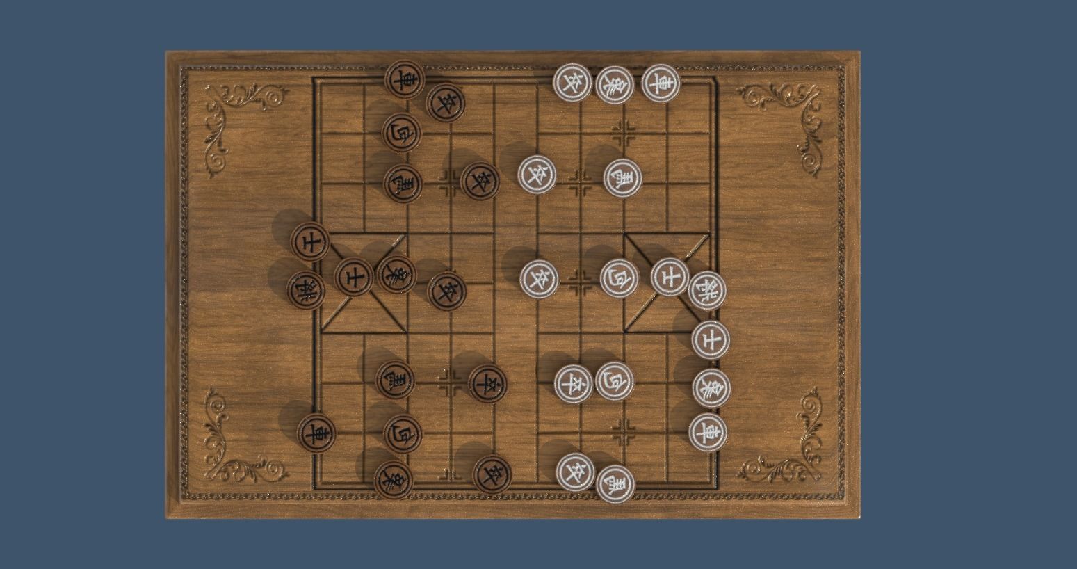 Chess table Low-poly 3D model_1