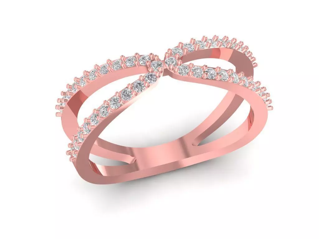 Modern X Shape Diamond Ring for Women 836 3D print model