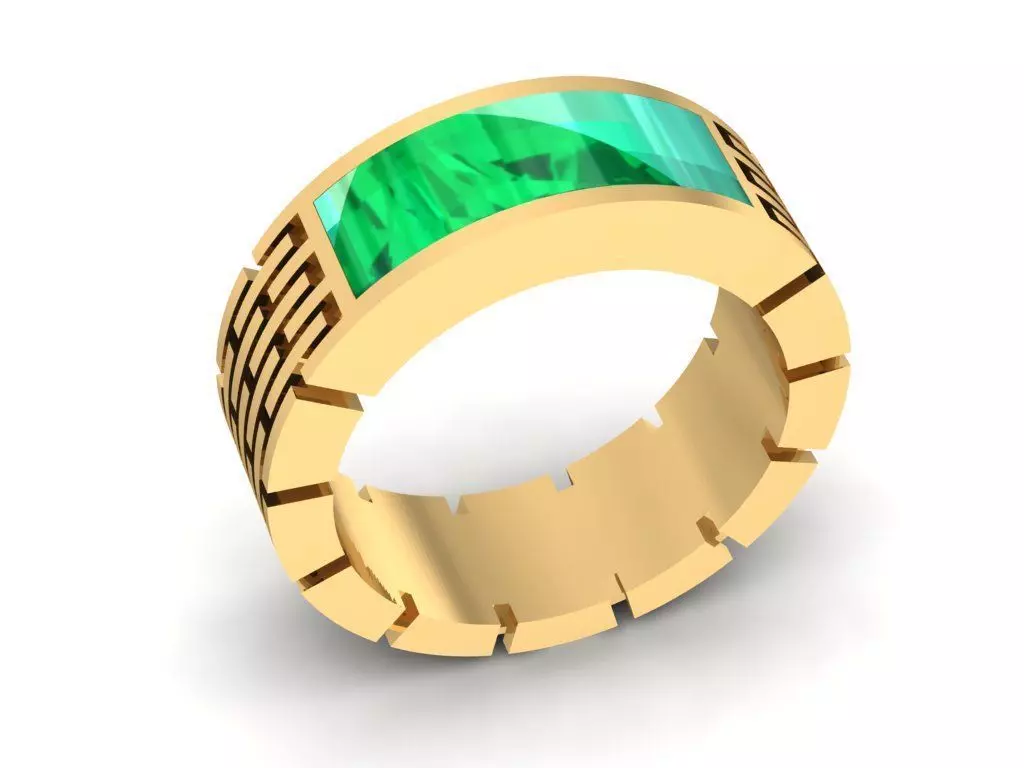 Modern Emerald Cut Band Ring for Men Jewelry 837 3D print model