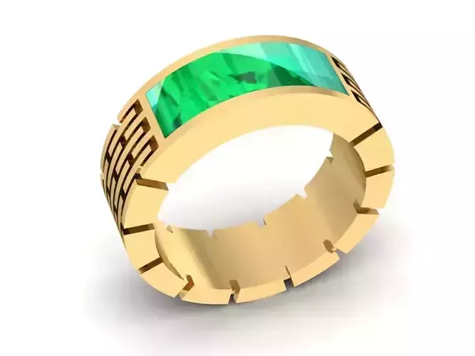 Modern Emerald Cut Band Ring for Men Jewelry 837