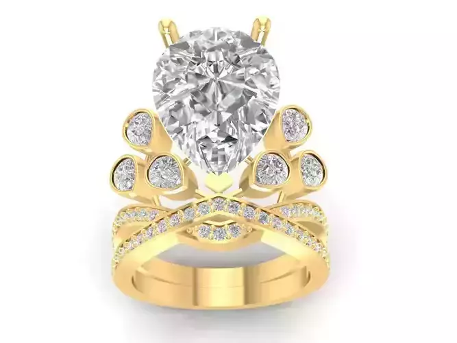 Elegant Pear Cut Halo Ring 3D Model for Women  838 3D print model