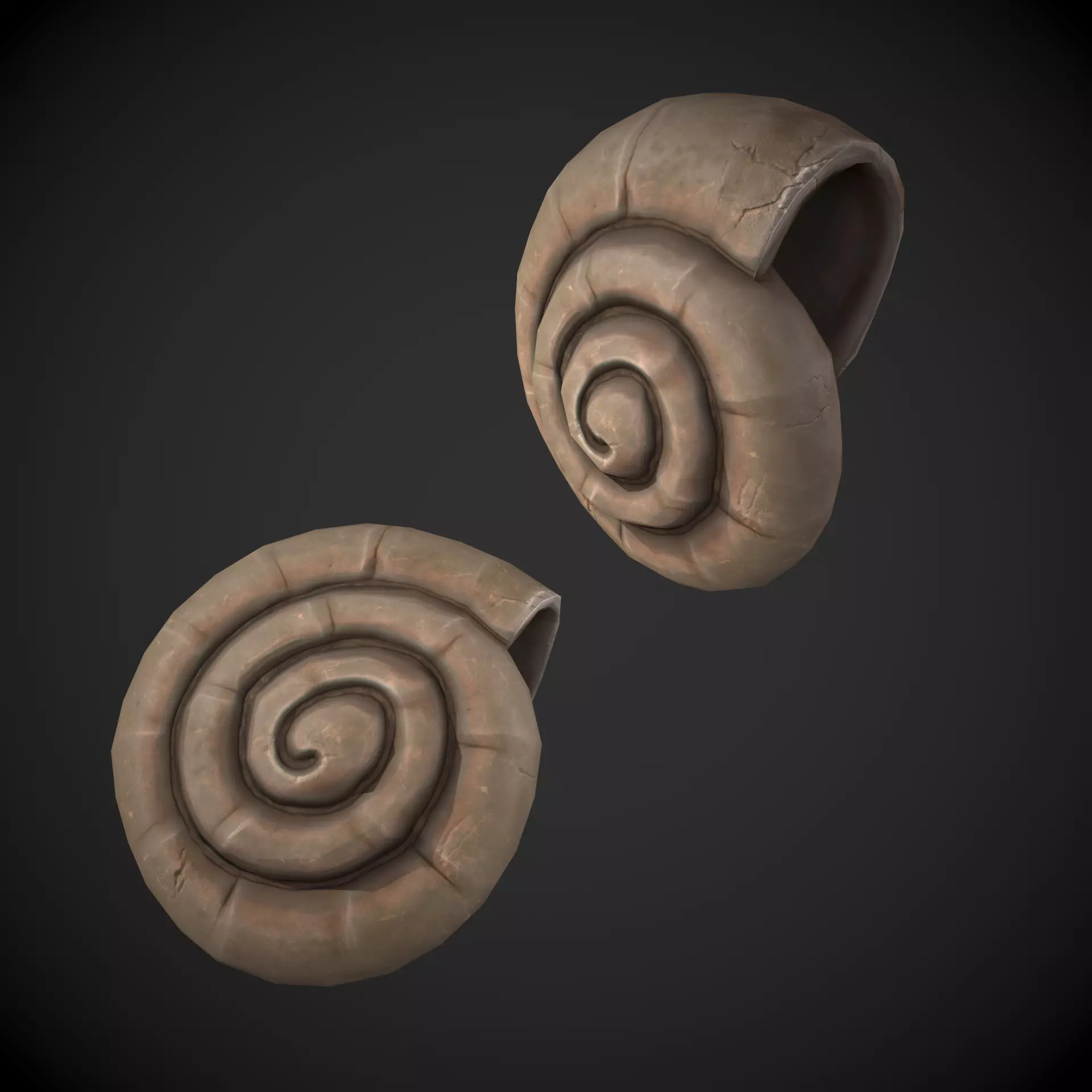Ammonite Sea Shell Low-poly 3D model_0
