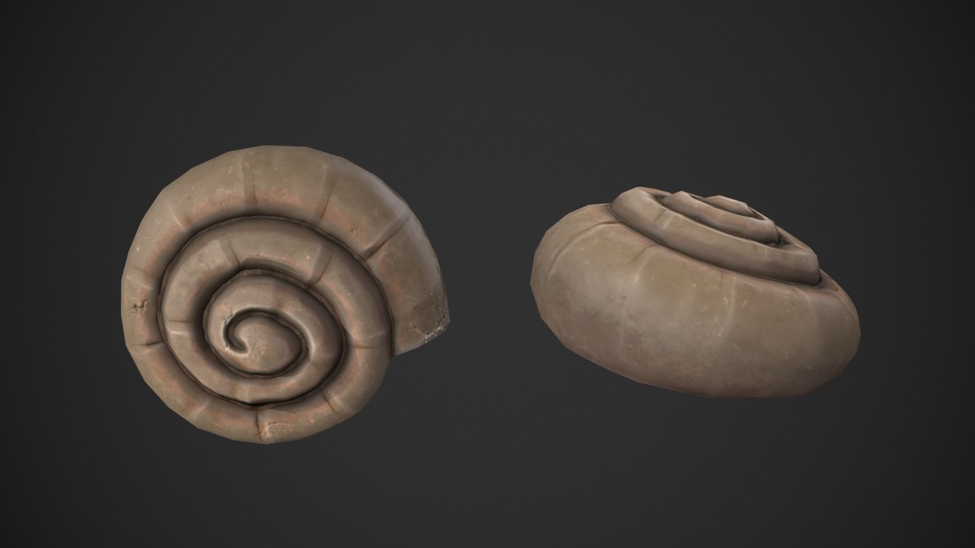 Ammonite Sea Shell Low-poly 3D model_3