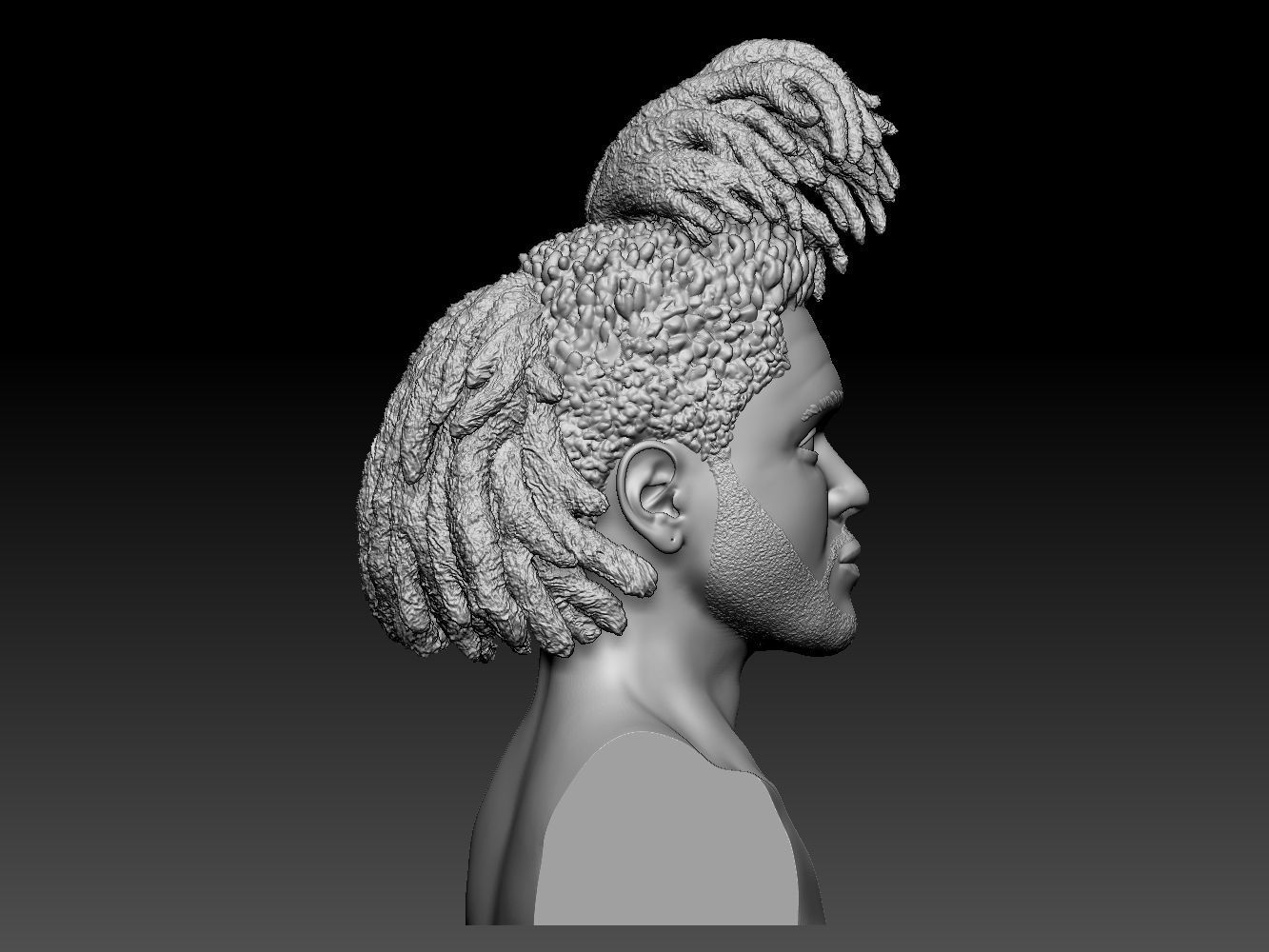 The Weeknd bust of man with dreadlocks 3D print model_16