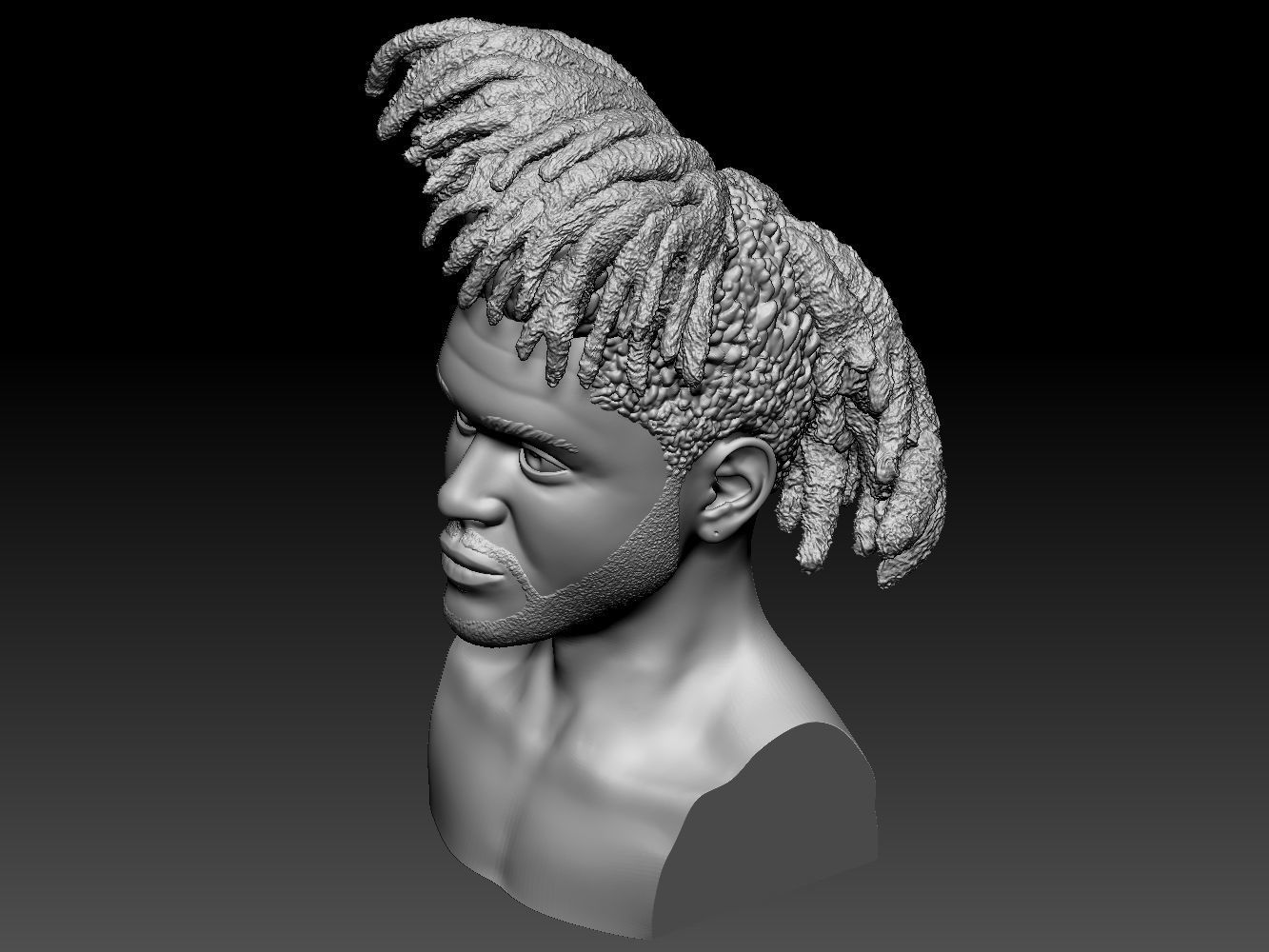 The Weeknd bust of man with dreadlocks 3D print model_28