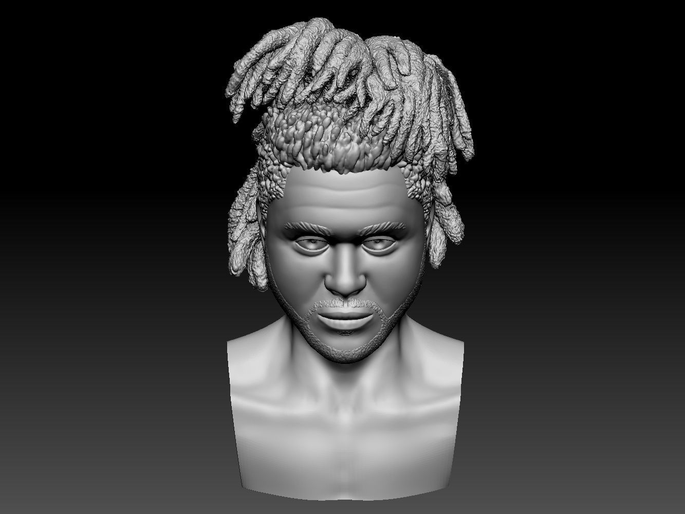 The Weeknd bust of man with dreadlocks 3D print model_27