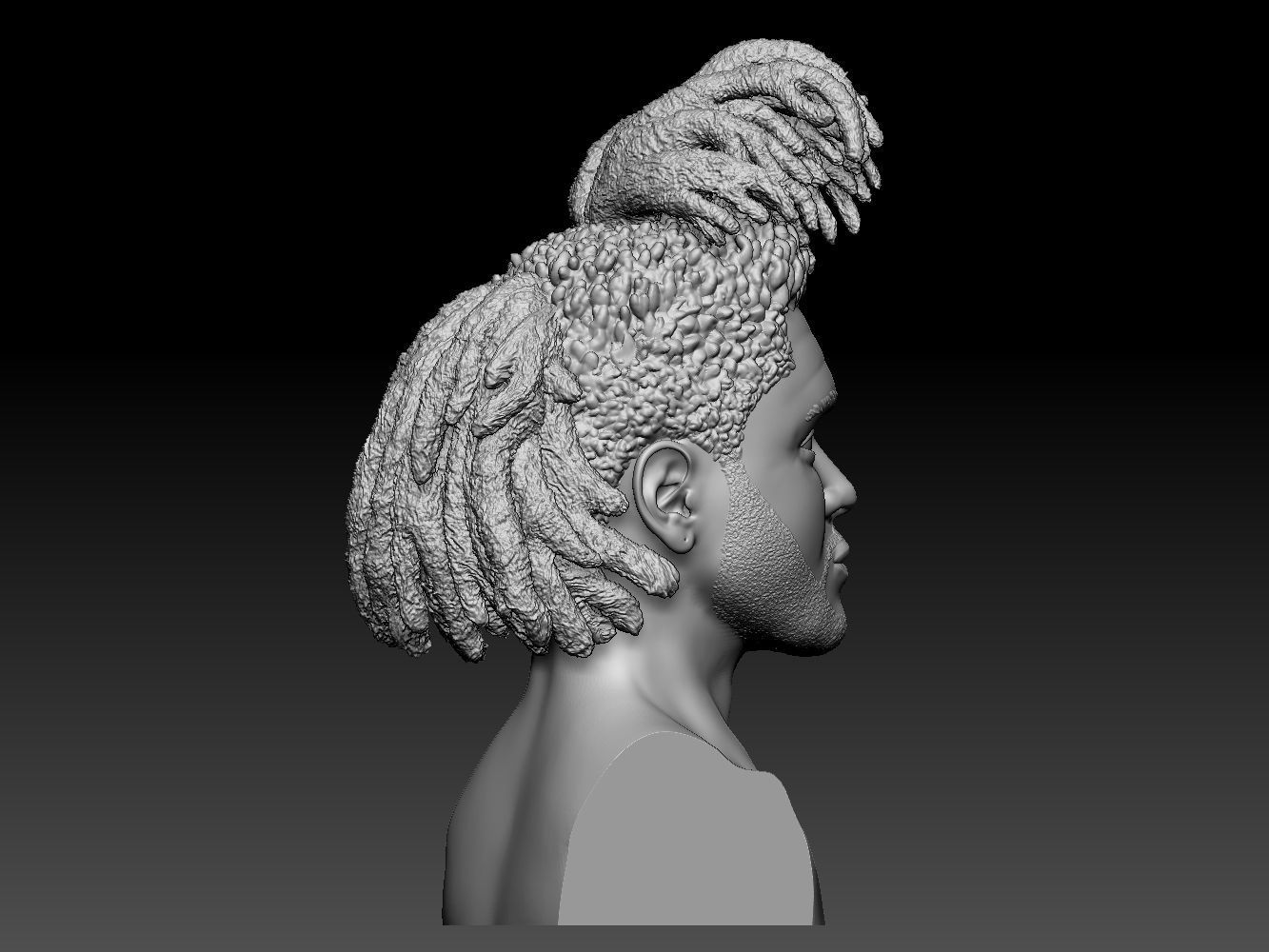 The Weeknd bust of man with dreadlocks 3D print model_15