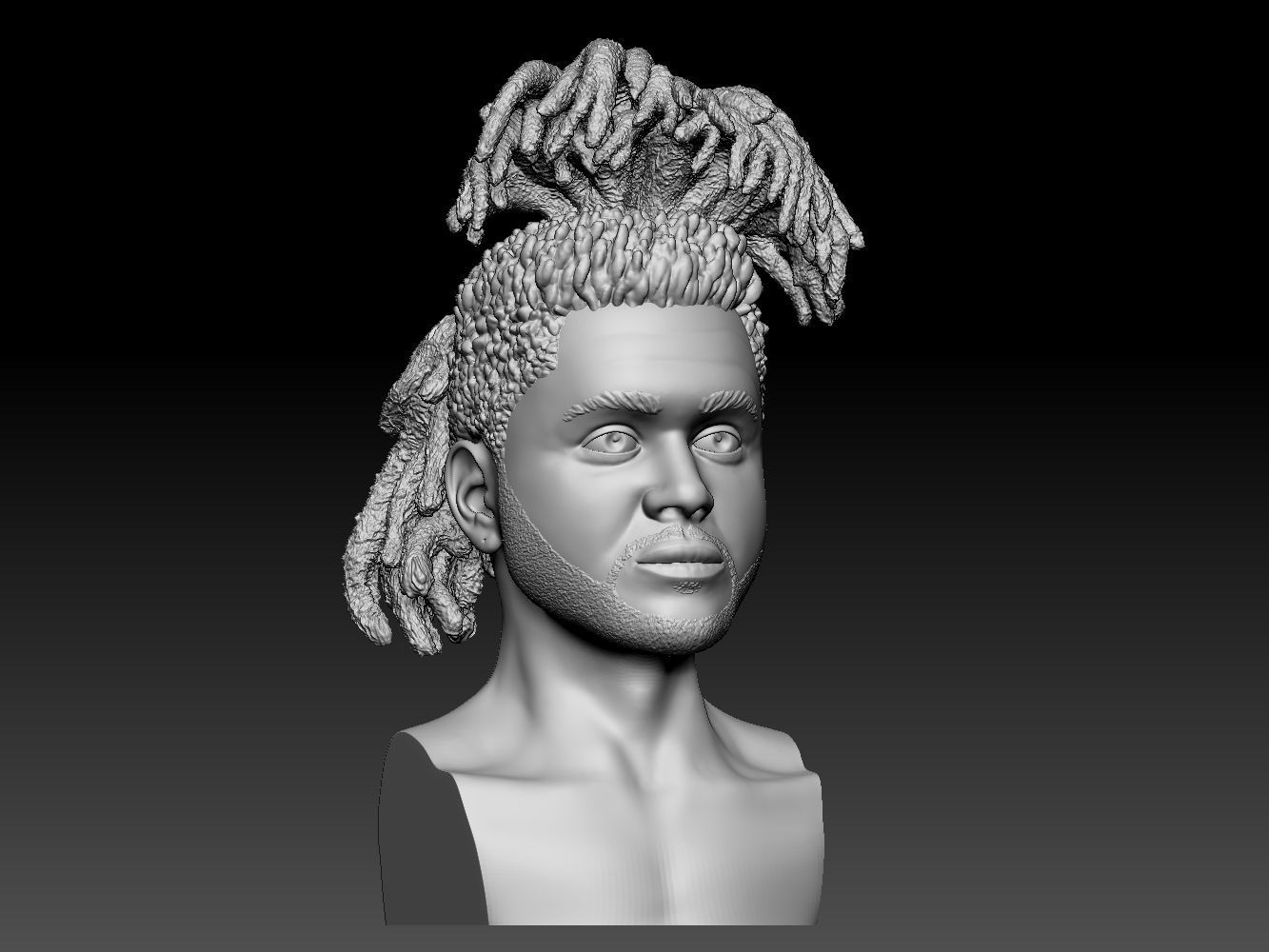 The Weeknd bust of man with dreadlocks 3D print model_19