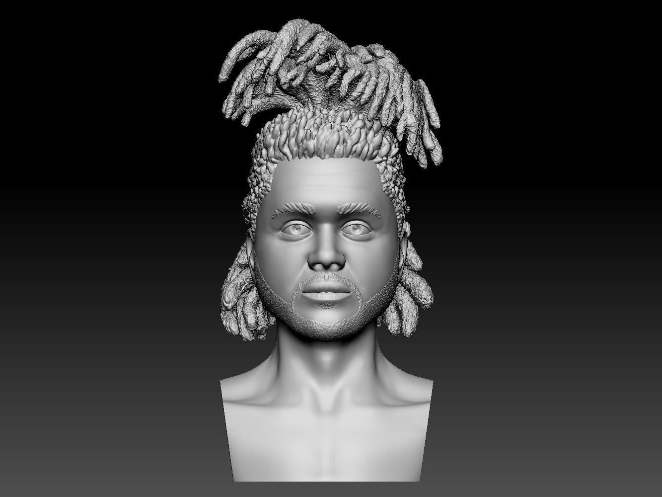 The Weeknd bust of man with dreadlocks 3D print model_2