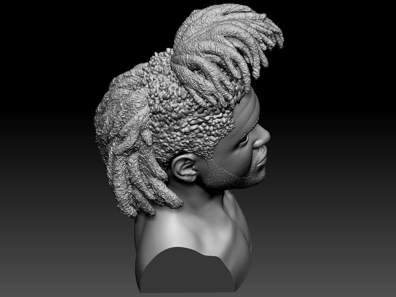 The Weeknd bust of man with dreadlocks 3D print model_25