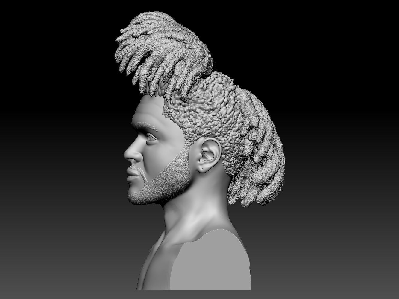 The Weeknd bust of man with dreadlocks 3D print model_5