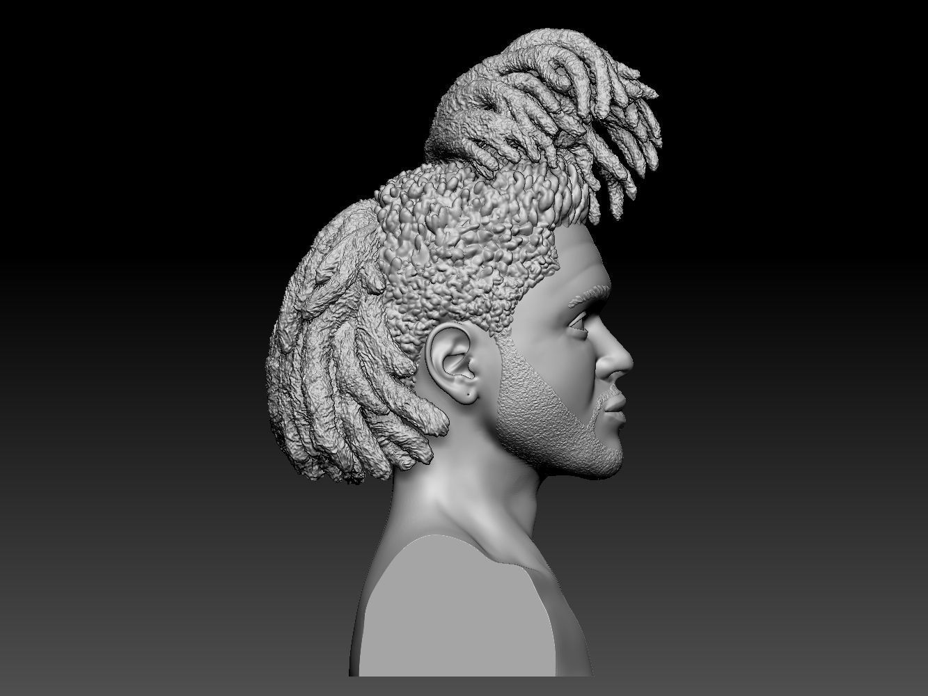 The Weeknd bust of man with dreadlocks 3D print model_17