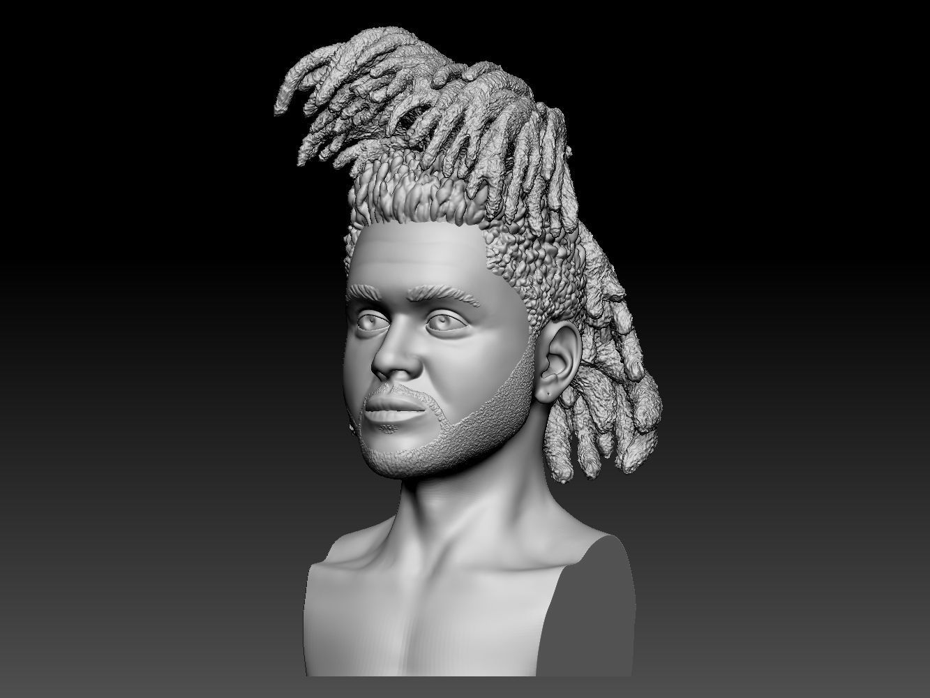 The Weeknd bust of man with dreadlocks 3D print model_3
