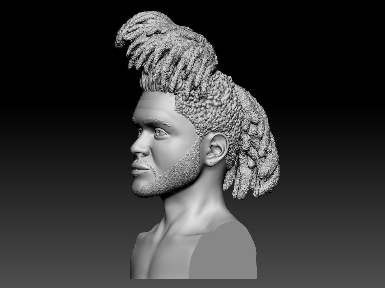 The Weeknd bust of man with dreadlocks 3D print model_4