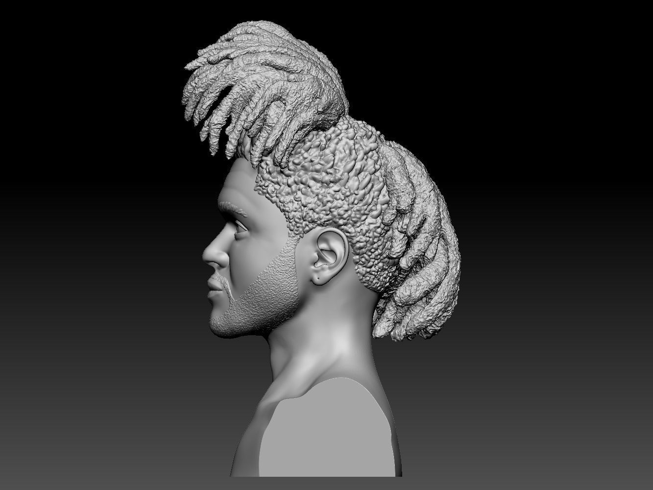 The Weeknd bust of man with dreadlocks 3D print model_6