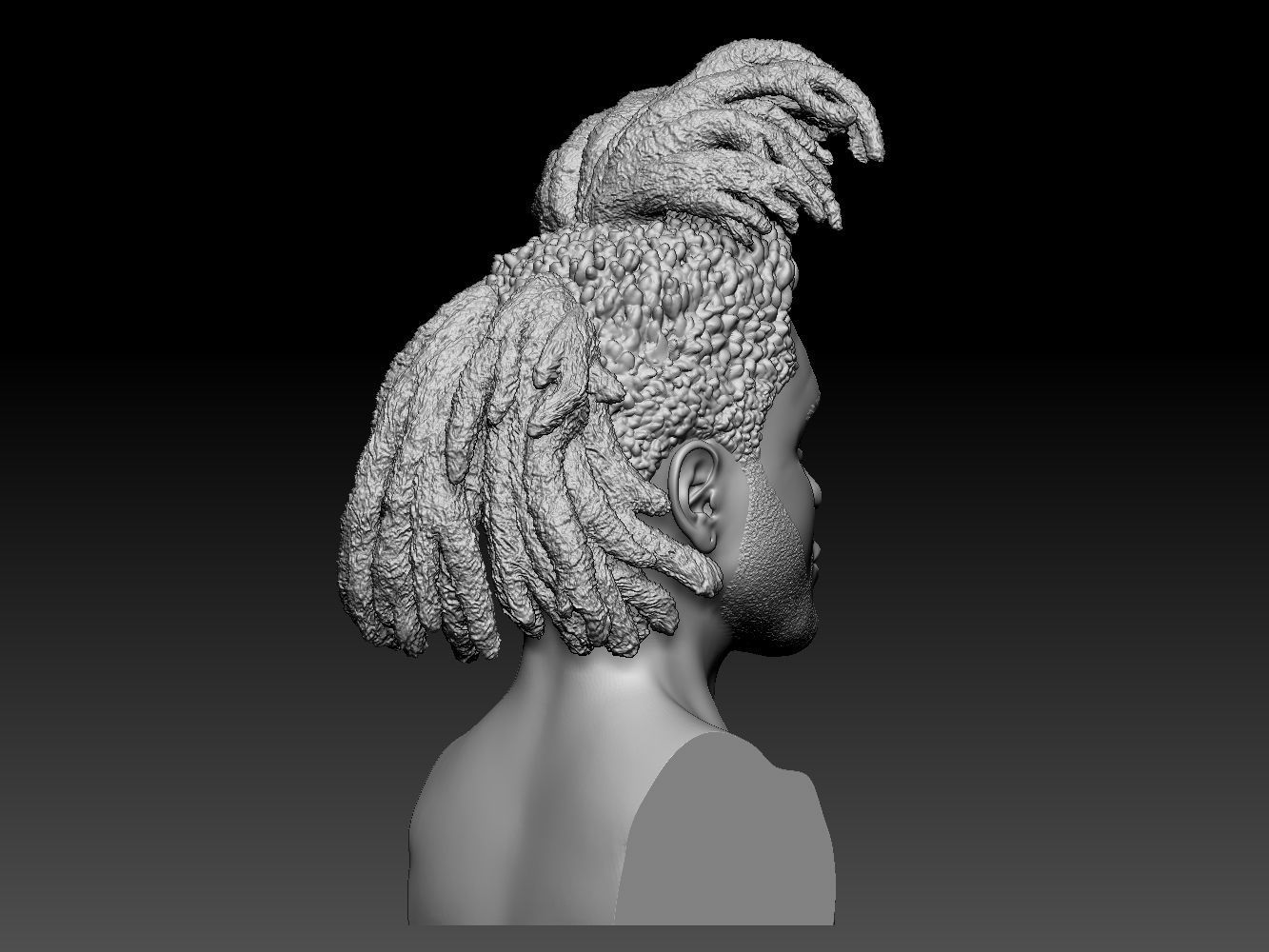 The Weeknd bust of man with dreadlocks 3D print model_14