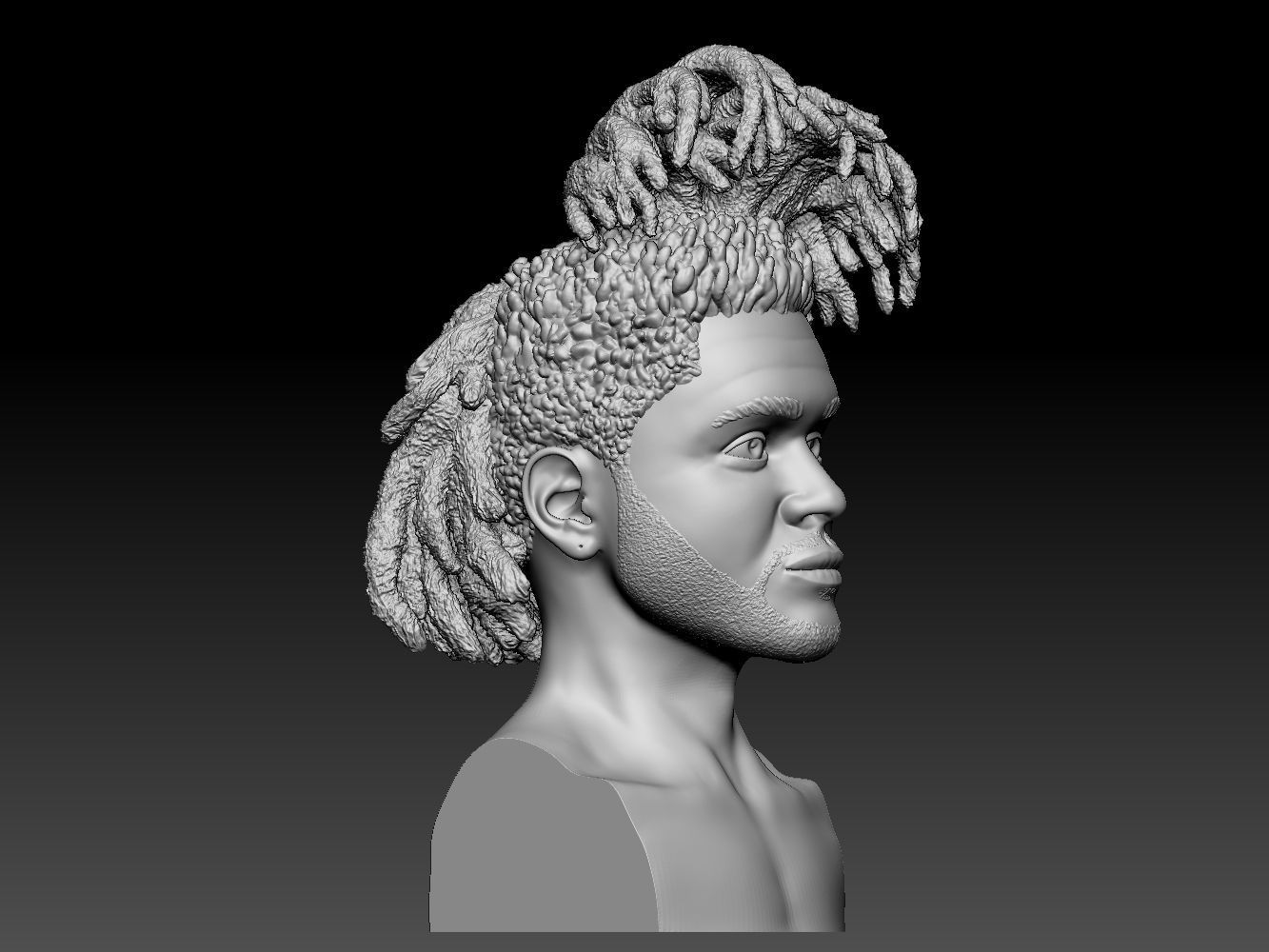 The Weeknd bust of man with dreadlocks 3D print model_18