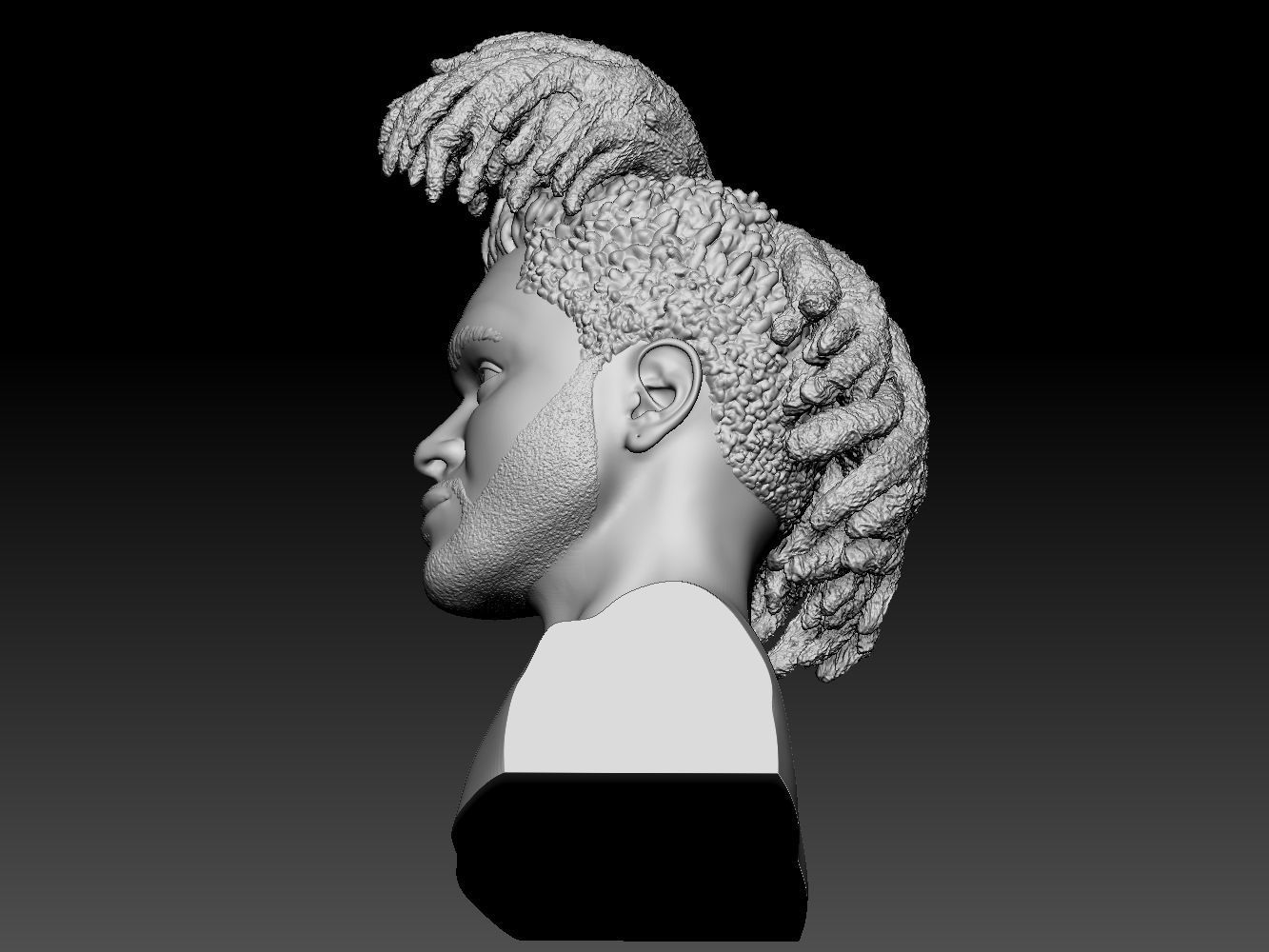 The Weeknd bust of man with dreadlocks 3D print model_24