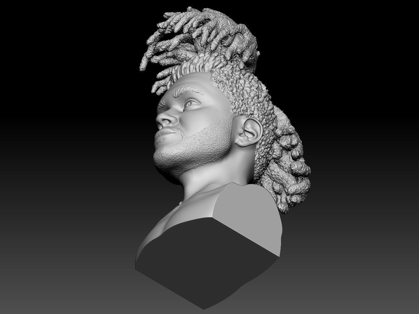 The Weeknd bust of man with dreadlocks 3D print model_23