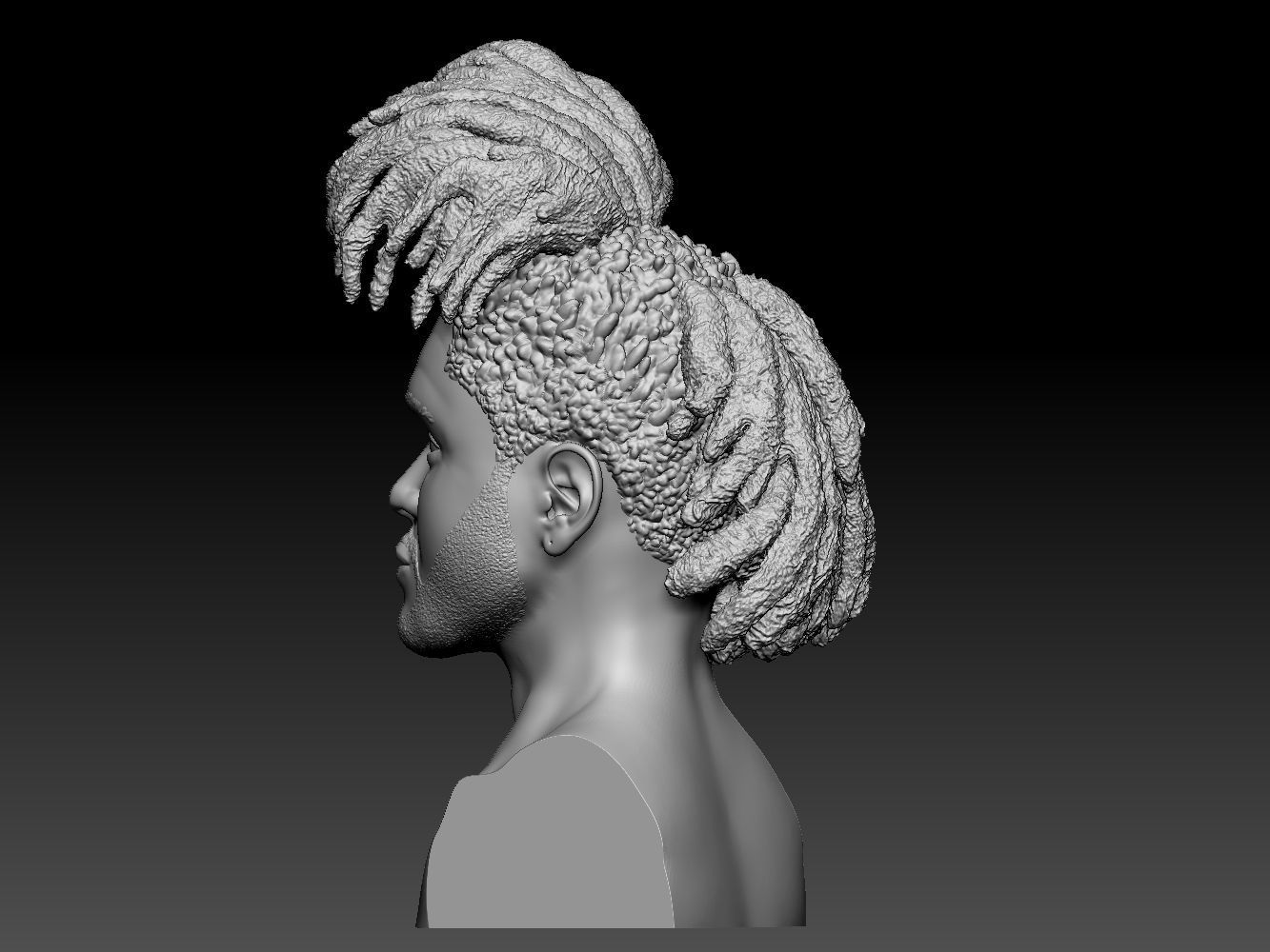 The Weeknd bust of man with dreadlocks 3D print model_7