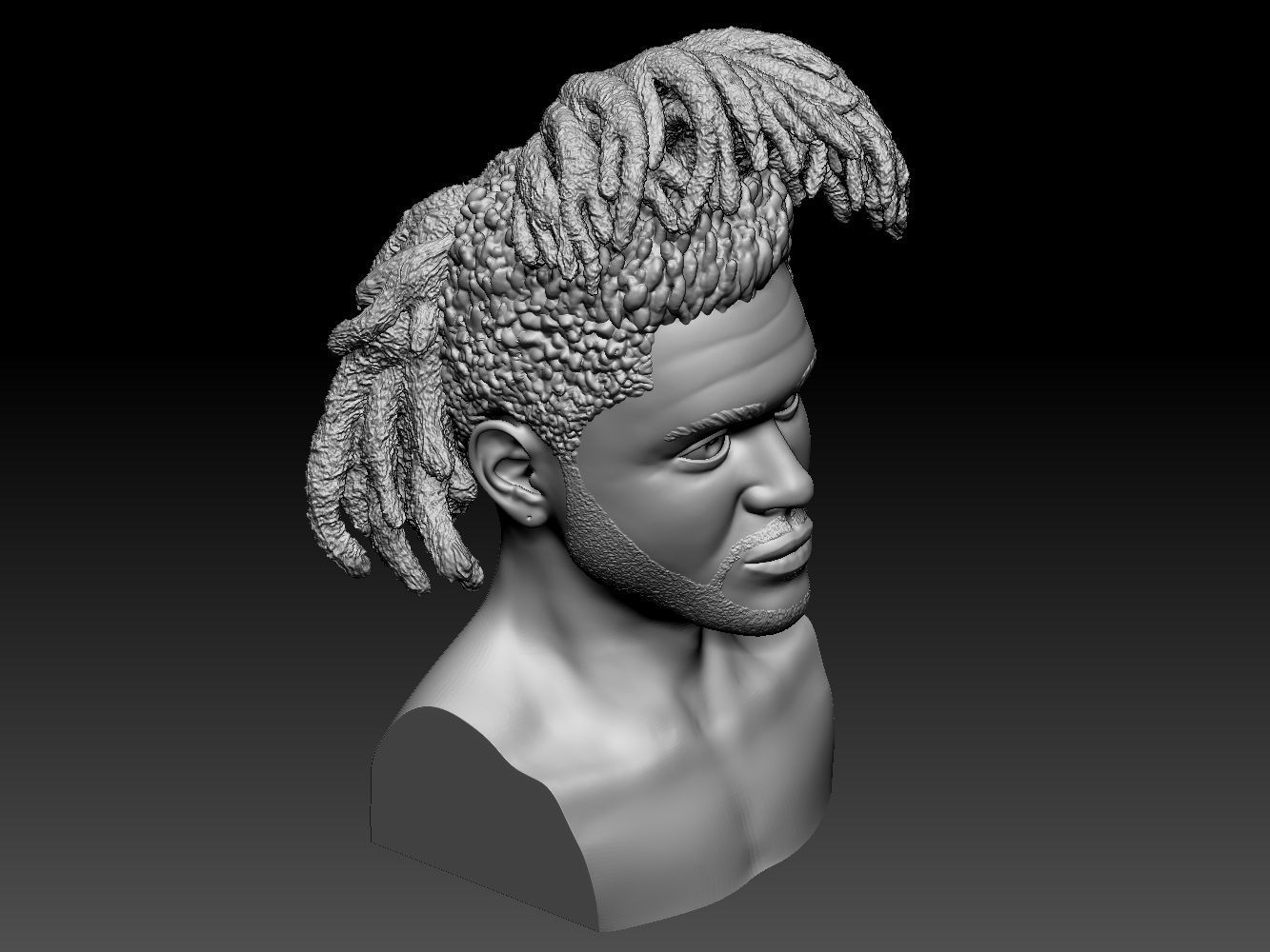 The Weeknd bust of man with dreadlocks 3D print model_26