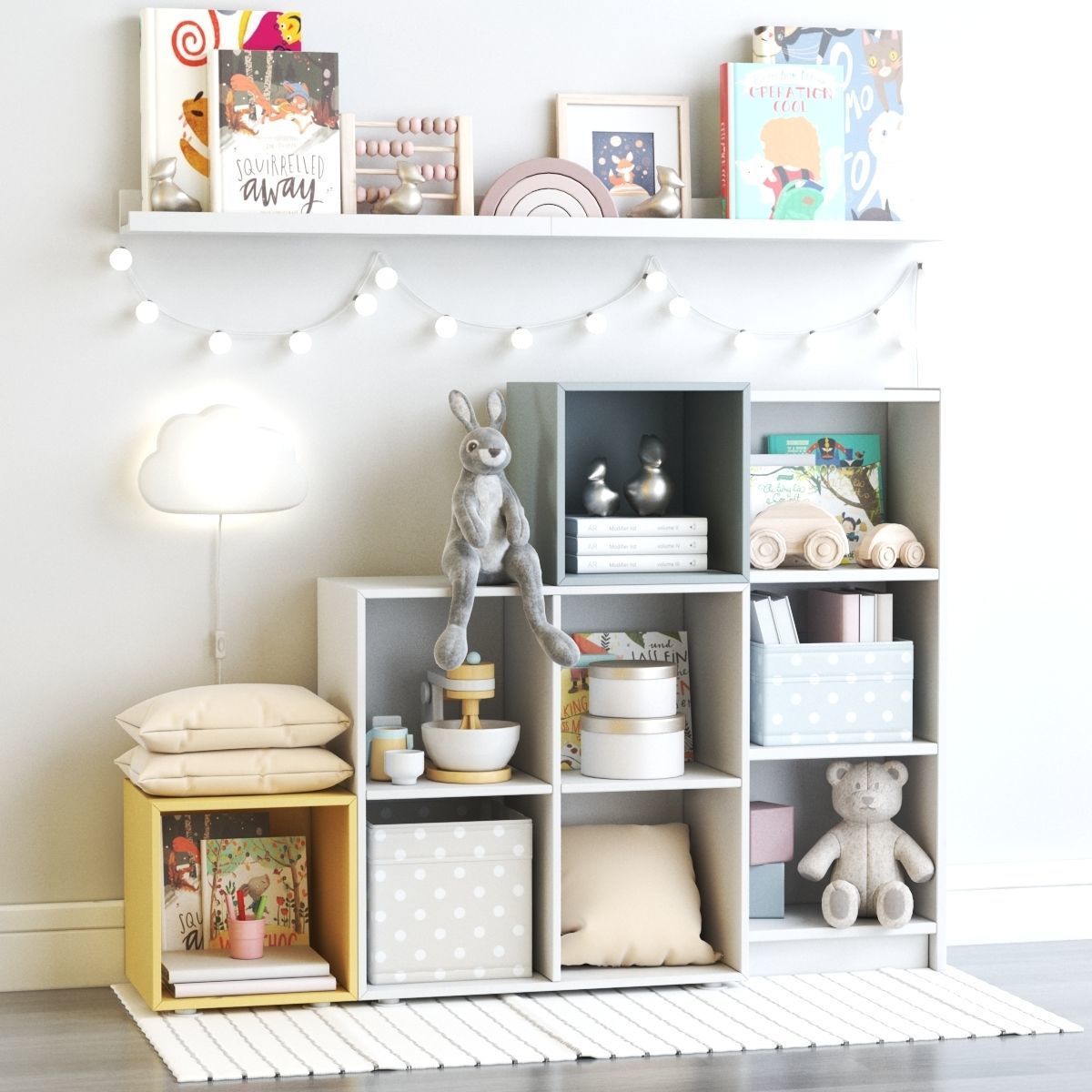 Childrens furniture and toys set 3D model_3