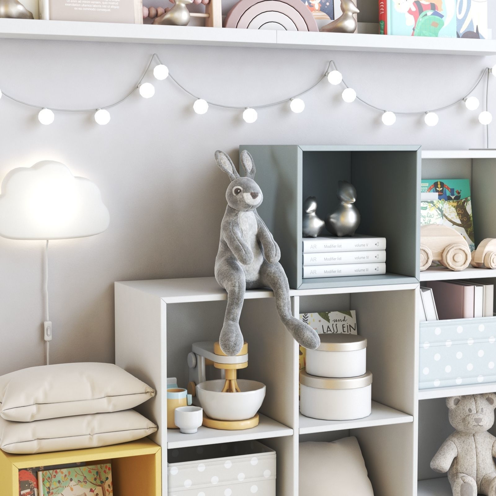 Childrens furniture and toys set 3D model_1