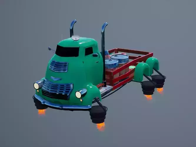 Flying jet truck Free low-poly 3D model