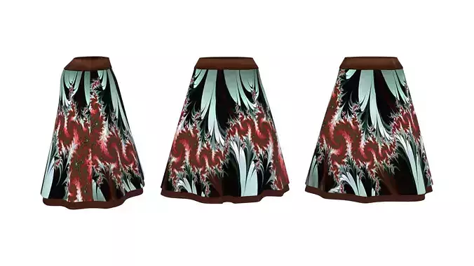 Layered Below Knee A Line Skirt Low-poly 3D model