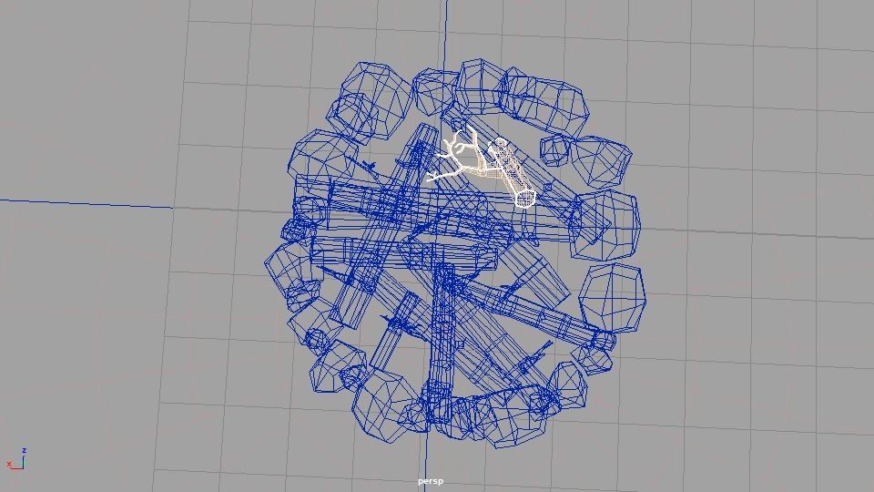 Campfire fire pit with logs and rocks Low-poly 3D model_7